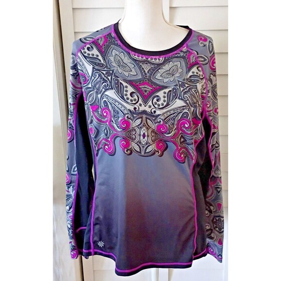 Athleta womens‎ Runway Paisley Activewear Layer Long Sleeve L - Picture 1 of 7